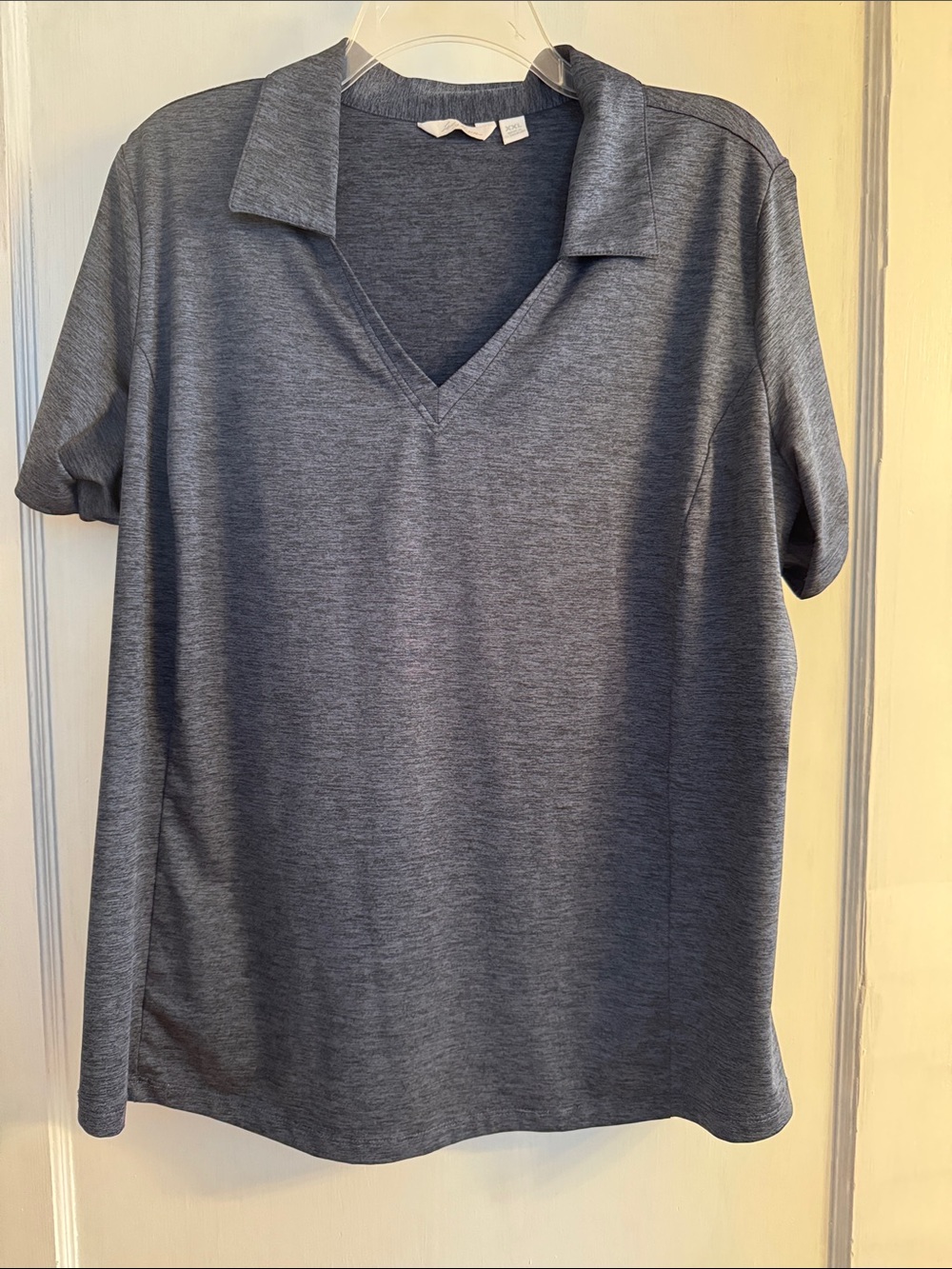 Lady Hagen Heather Gray V-Neck Polo Tee golf shirt